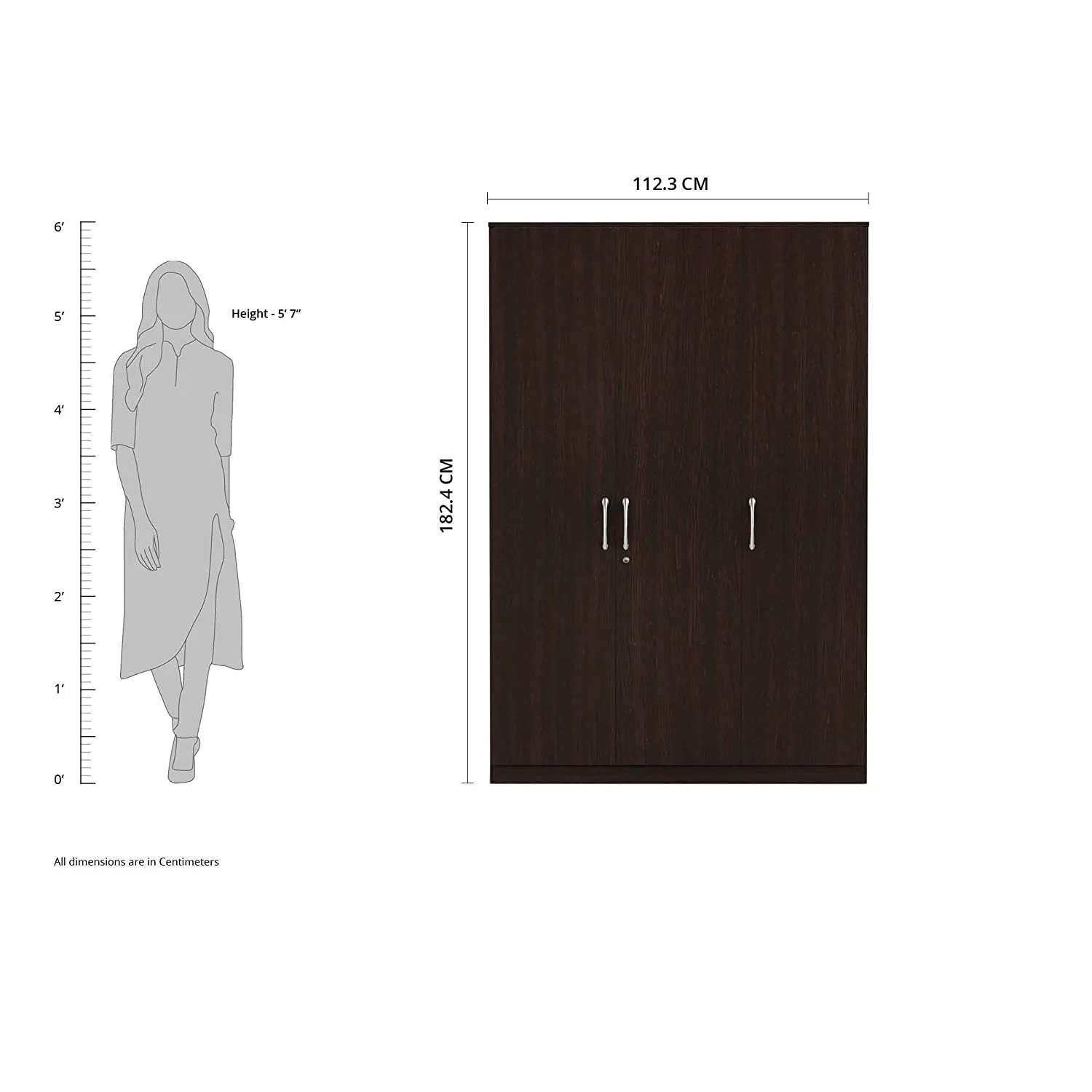 Silly Medusa Engineered Wood Wardrobe Wenge Finish