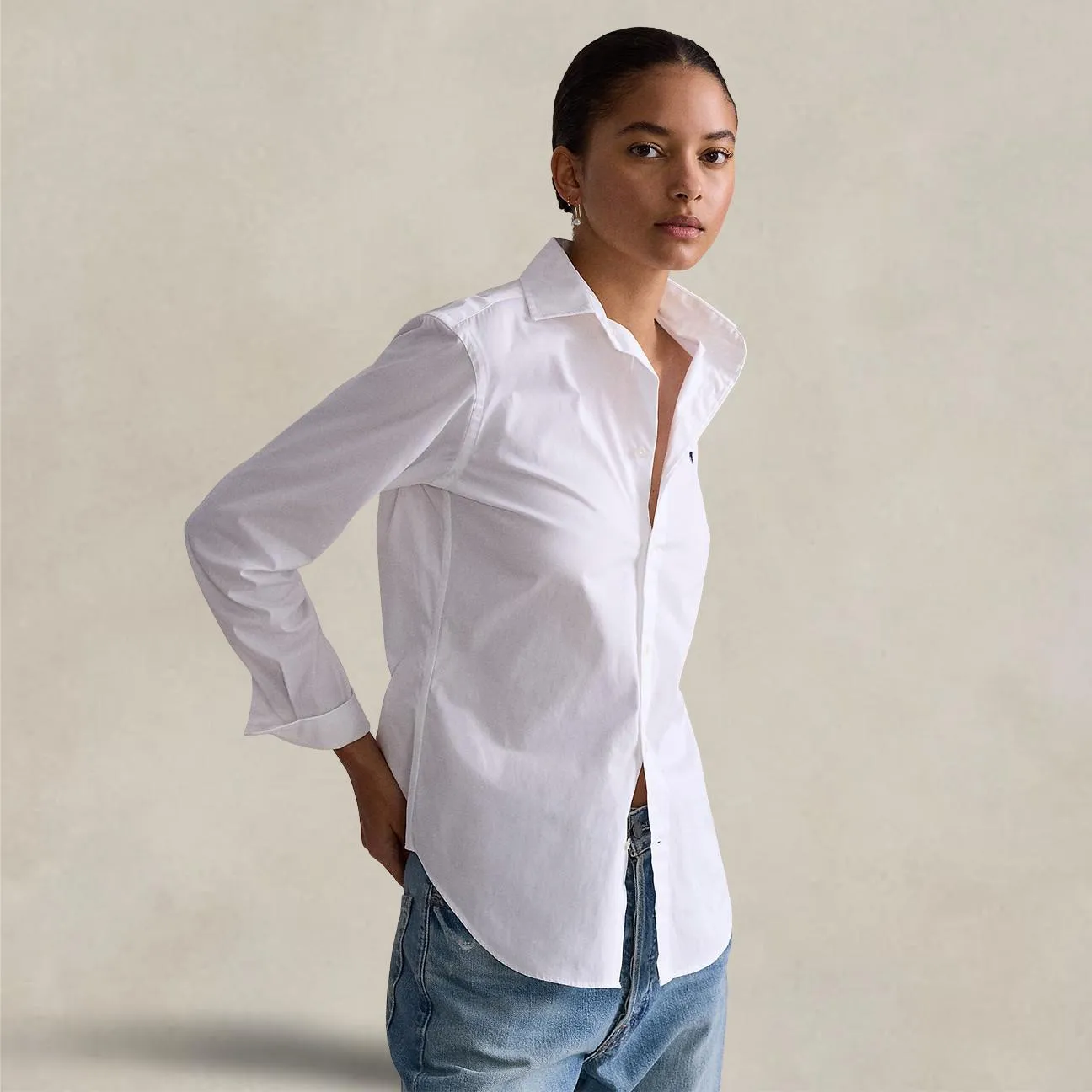 Slim Fit women's shirt in white cotton