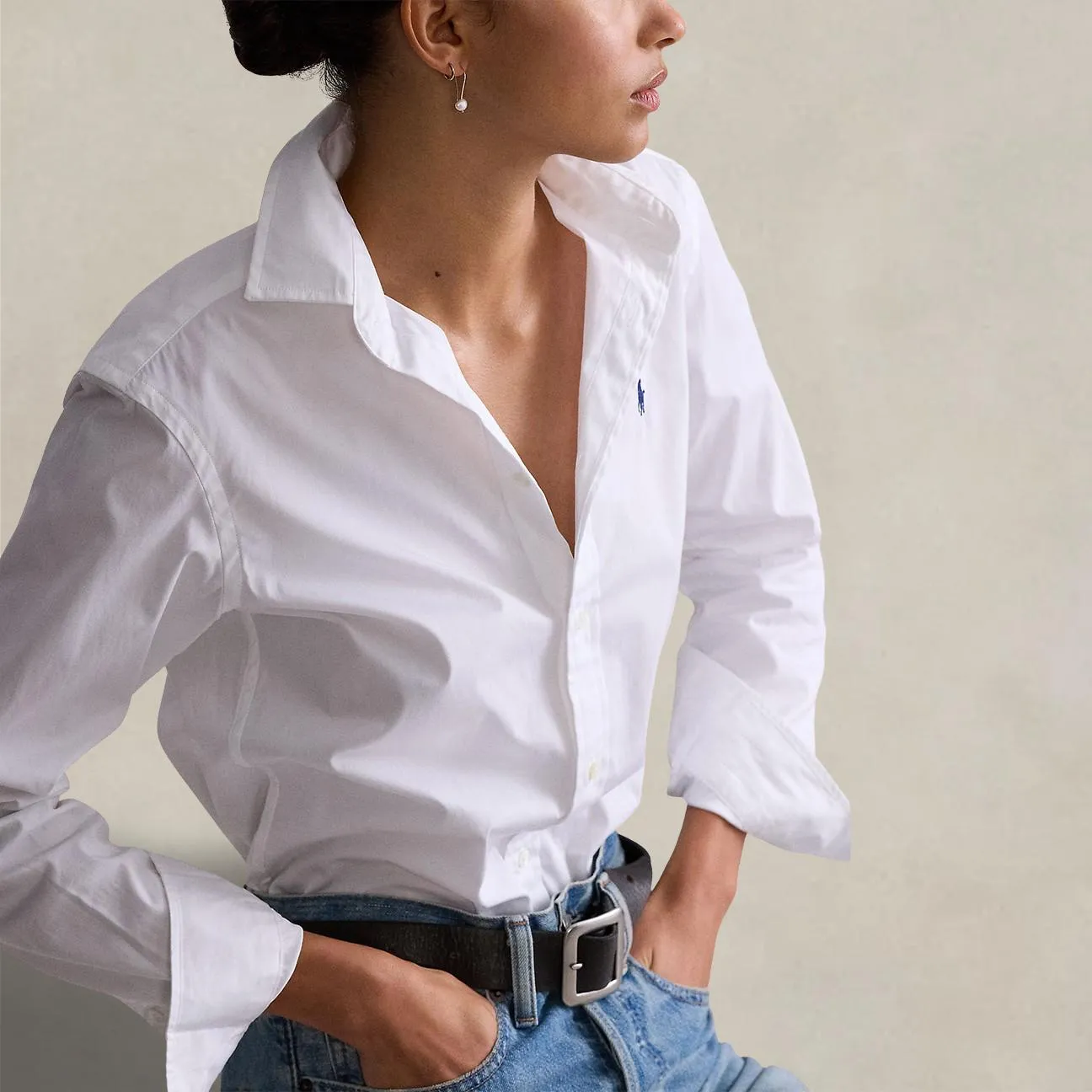 Slim Fit women's shirt in white cotton