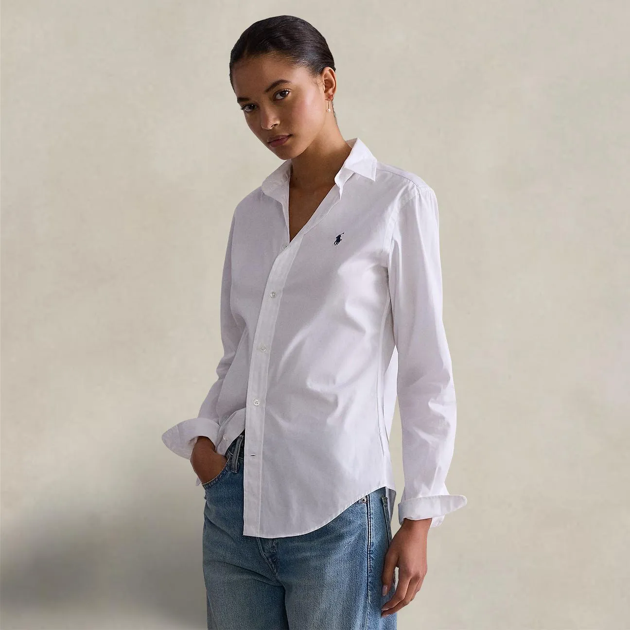 Slim Fit women's shirt in white cotton