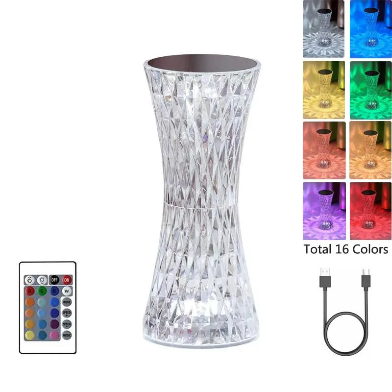 Slim Tower Crystal Projector Desk Atmosphere Night Light Table Lamp USB Rechargeable RGB light