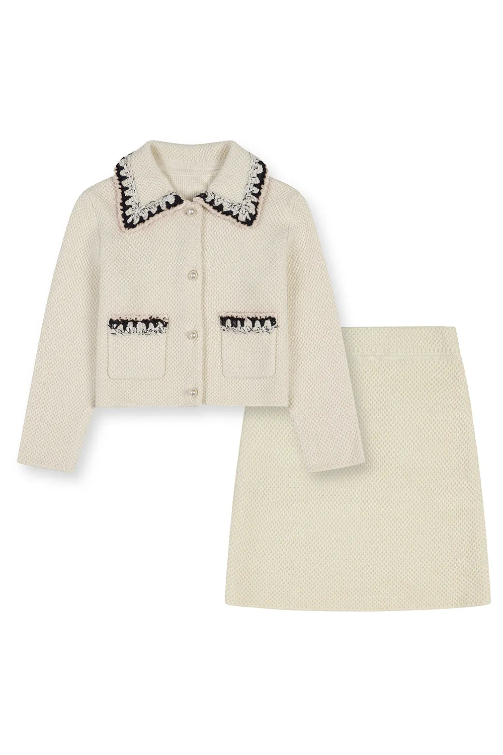 ‘SOPHIA’ Knitted jacket and skirt -Ivory