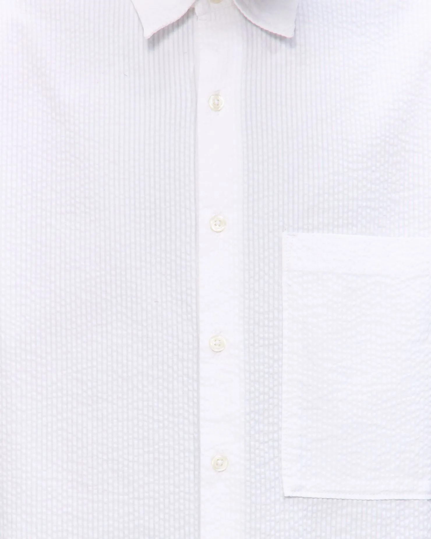 Square Pocket Shirt in White Morgan Seersucker