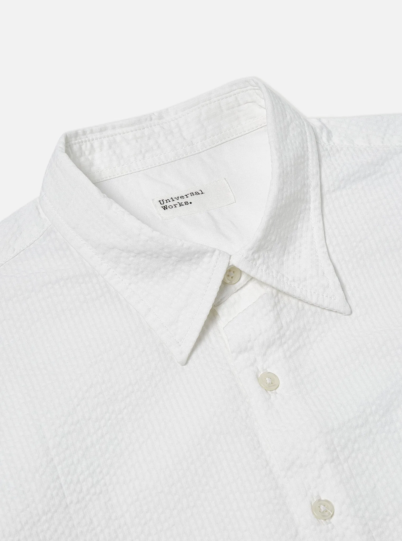 Square Pocket Shirt in White Morgan Seersucker