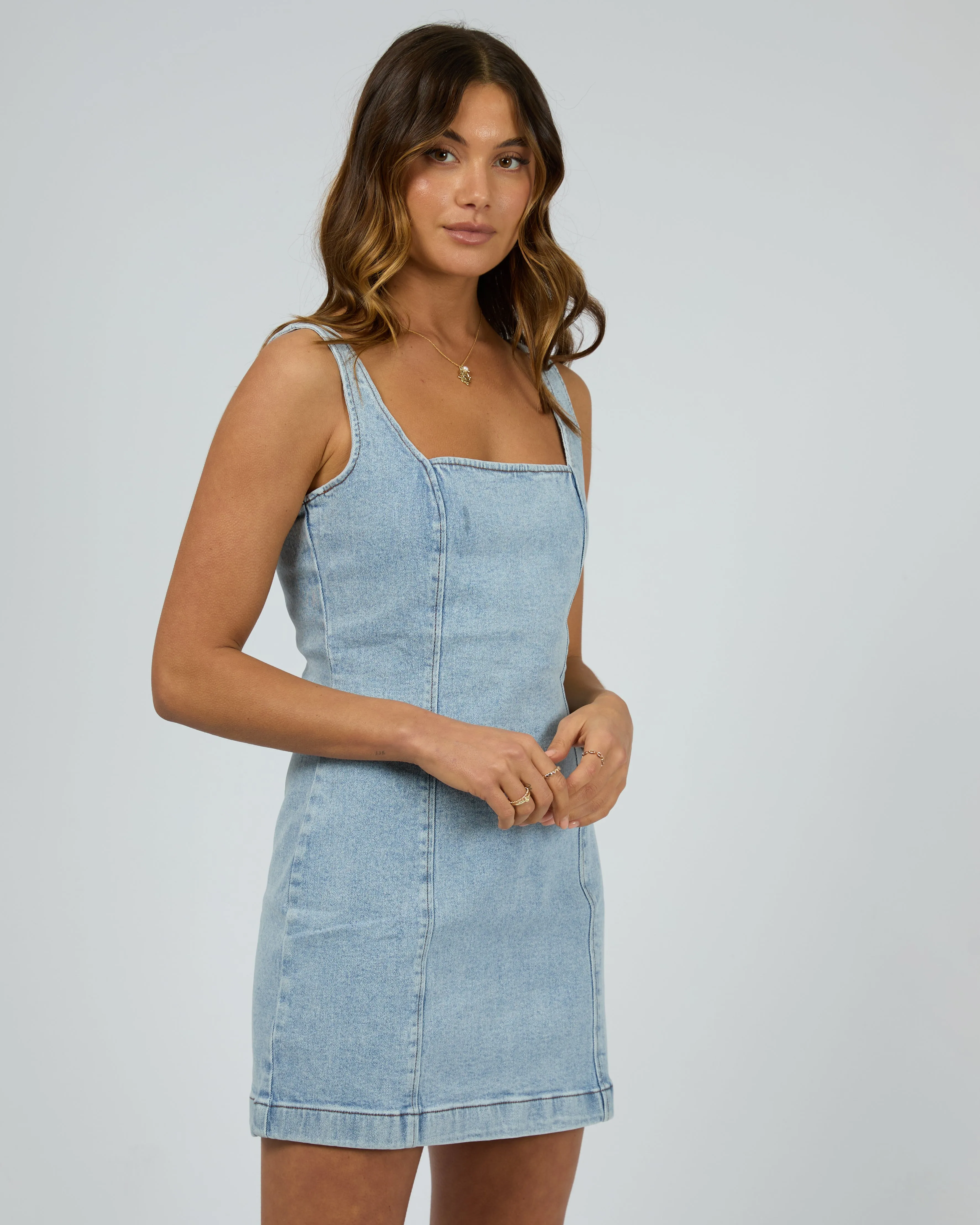 Twiggy Denim Dress Light Blue