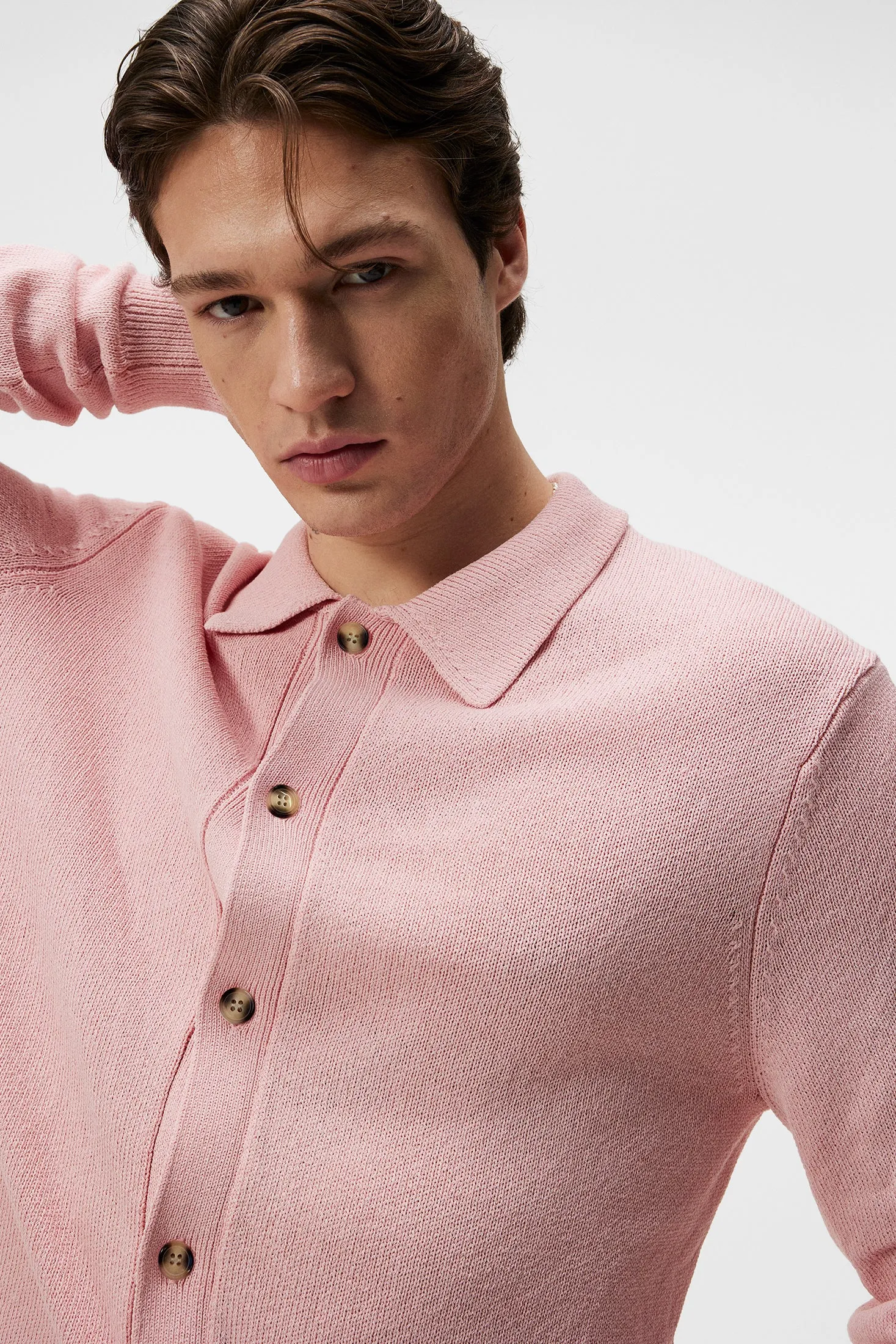 Willem Textured Knit Polo / Powder Pink